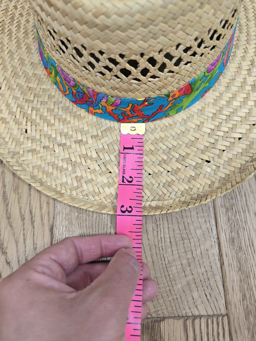 Vintage Summer Club Gambler Straw Sun Hat with Colorful Tropical Band Medium - Picture 10 of 10